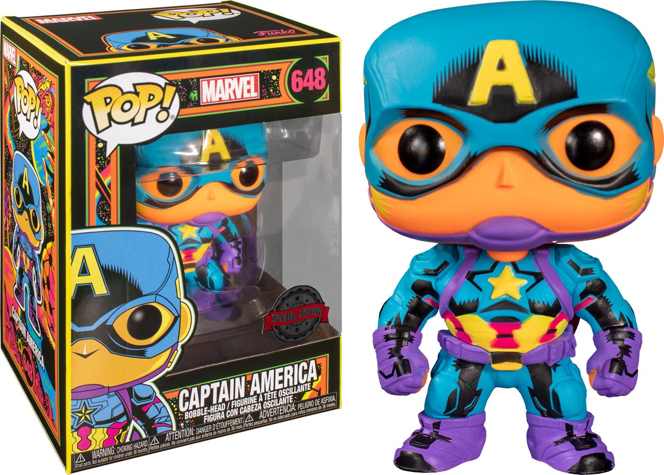 Marvel Funko POP! Captain America Blacklight #648