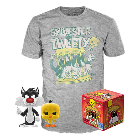 Looney Tunes Funko POP! & Tee Bundle Sylvester & Tweety Flocked